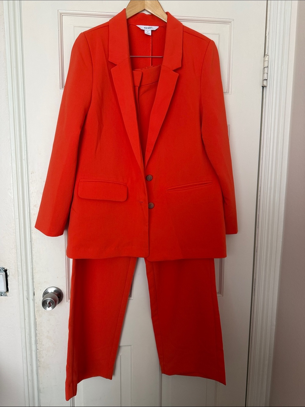 Old Navy Vibrant Orange Woman Two-Piece Suit Blazer & Trousers